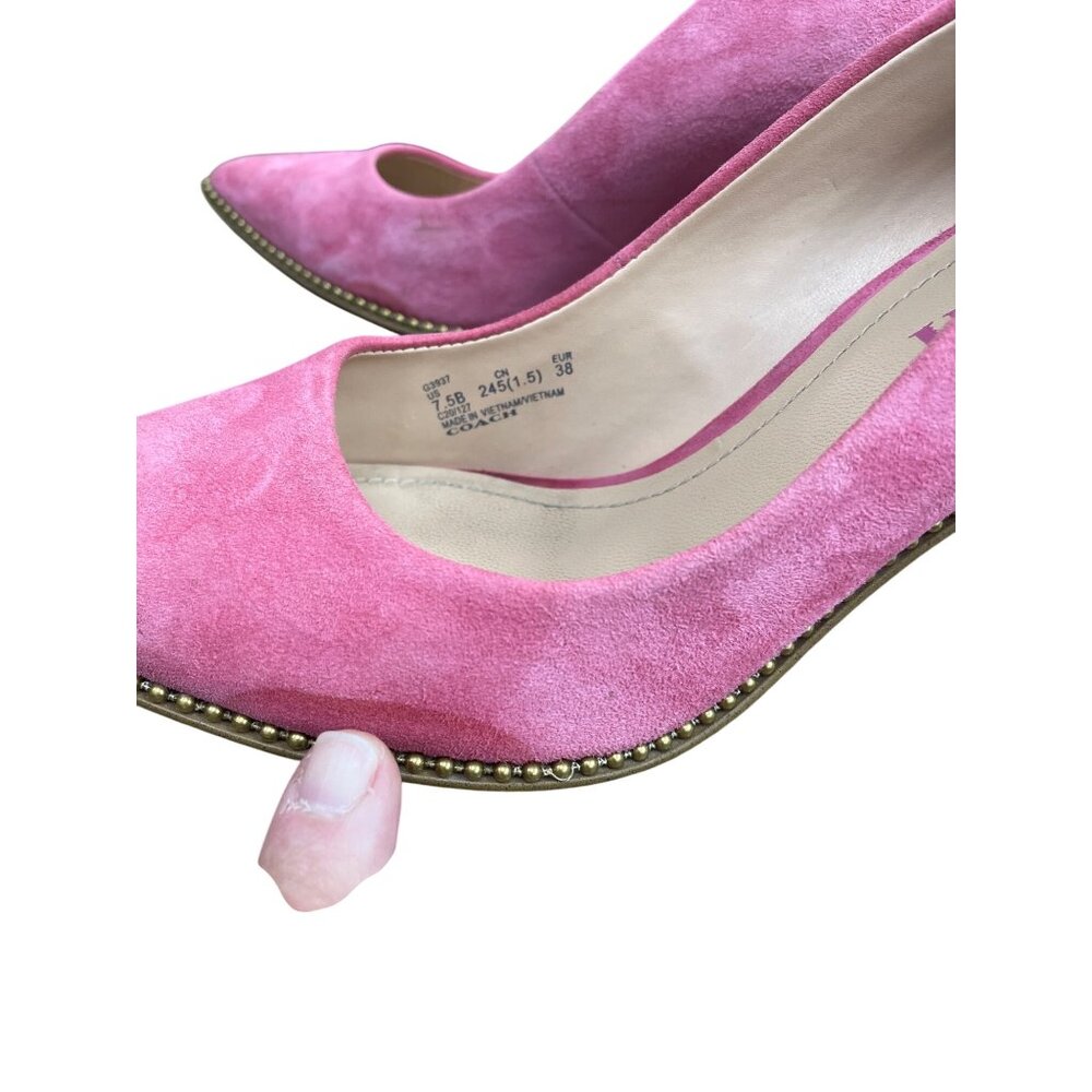 Coach Womans Pink Suede Beaded Trim 3.5" Heels Size 7.5B SKU 9494 - Picture 14 of 16